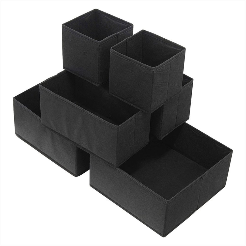 Set of 4 Black Canvas Storage Bins NEW